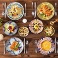 thumbnail image 6 of Malacasa 12 Pcs Dinnerware Sets, Ceramic Plates and Bowls Set, Porcelain Tableware Dishwasher Microwave Safe, Serves for 4 People, Colorful 1, 6 of 10