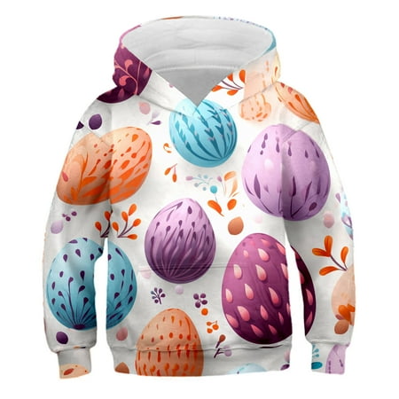 

Fshinging Toddler Sweatshirt Kids Boys Girls Easter Spring Long Sleeve Hoodie Clothes Cartoon Rabbit Chick Printing Tops