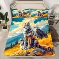 thumbnail image 2 of Castle Fairy Female Men Jungle Animal Wolves Eagle Twin Sheet Sets 3pcs,Woodland Wildlife Twin Fitted Sheet Microfiber,Vintage Aesthetic Breathable Flat Sheet,Super Cozy Room Decor, 2 of 7