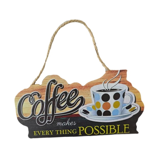 Letrero de barra de café, decoración de pared de cocina con cuerda, rústico, decorativo, para cafetería A