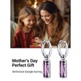 thumbnail image 5 of PROSTEEL Drop Earrings Huggie Dangle Hoop Earring Stainless Steel Earrings for Women with Rectangular February Purple Amethyst Crystal Jewelry Mother Birthday Gift for Mom Wife, 5 of 9