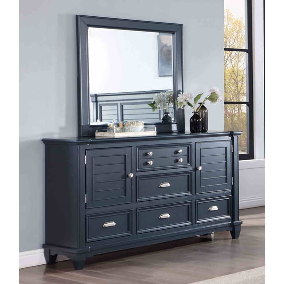 Manzanillo Dresser, Slate Blue - Transitional Slate Blue Bedroom Furniture