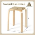 thumbnail image 3 of QRKD Wooden Stackable Stools Set of 4, 18" Square Backless Student Chairs w/Non-Slip Pads, Lightweight Stacking Stools for Kitchen, Classroom, Dining Room 330lb Capacity Natural, 3 of 8
