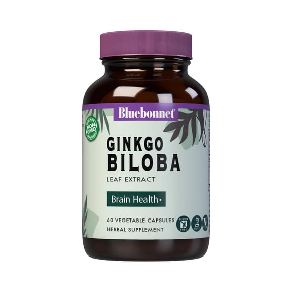 Bluebonnet Nutrition Ginkgo Biloba Leaf Extract Supplement, 60 Count