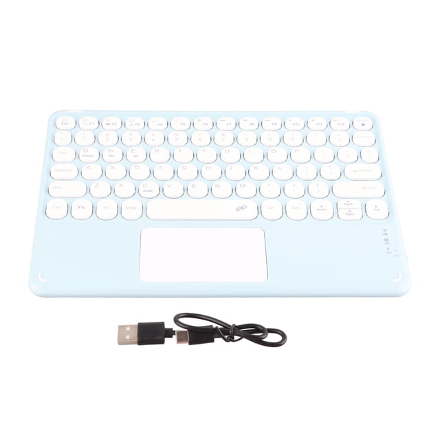 Teclado inalámbrico táctil Teclas redondas Diseño ergonómico Teclado inalámbrico táctil inteligente ultrafino para tabletas Portátiles Azul cielo