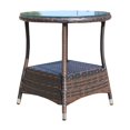 thumbnail image 6 of Olurrisa Outdoor Round Coffee Table 21" - Clear Tempered Glass Top with Brown PE Rattan Base, 120lb Capacity All-Weather Patio Table for Garden & Deck, 6 of 10