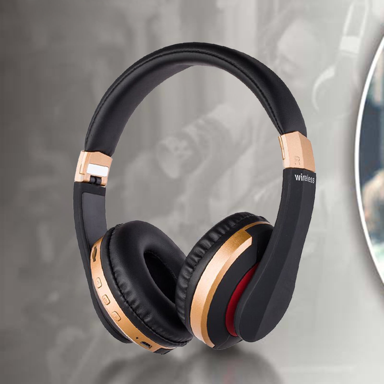 Wireless Headphones Over-Ear Headphones Active Noise Cancelling Bluetooth Headphones with Microphones, 42 Hours Playtime, HiFi Audio Adjustable Headphones for iPhone/Android/Samsung - Gold