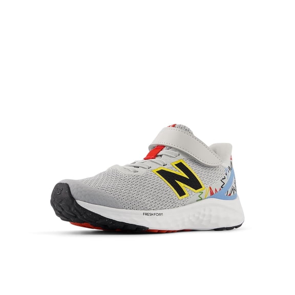 New Balance Kid's Fresh Foam Arishi V4 Hook & Loop Running Shoe, Grey Matter/Carolina Blue/Ginger Lemon, 13 XW Little Kid