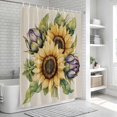 thumbnail image 6 of Sunflower Bathroom Shower Curtains with 12 Hooks Polyester Waterproof Shower Curtain for Stalls and Bathtubs Rustic Spring Floral Summer Leaf Green Decorative Bathroom Privacy Curtain 36x72 Inches, 6 of 8
