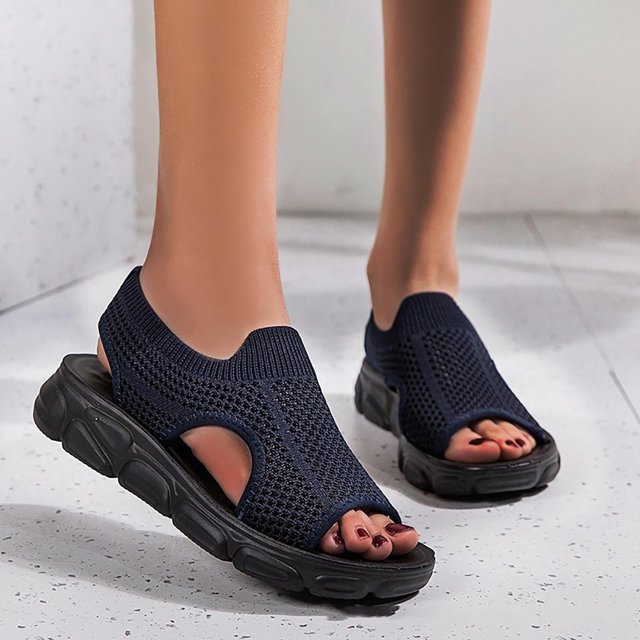 Sandalias de nuevo estilo, zapatos de playa planos de malla tejida para mujer, zapatos informales para mujer Wmkox8yii nm6688