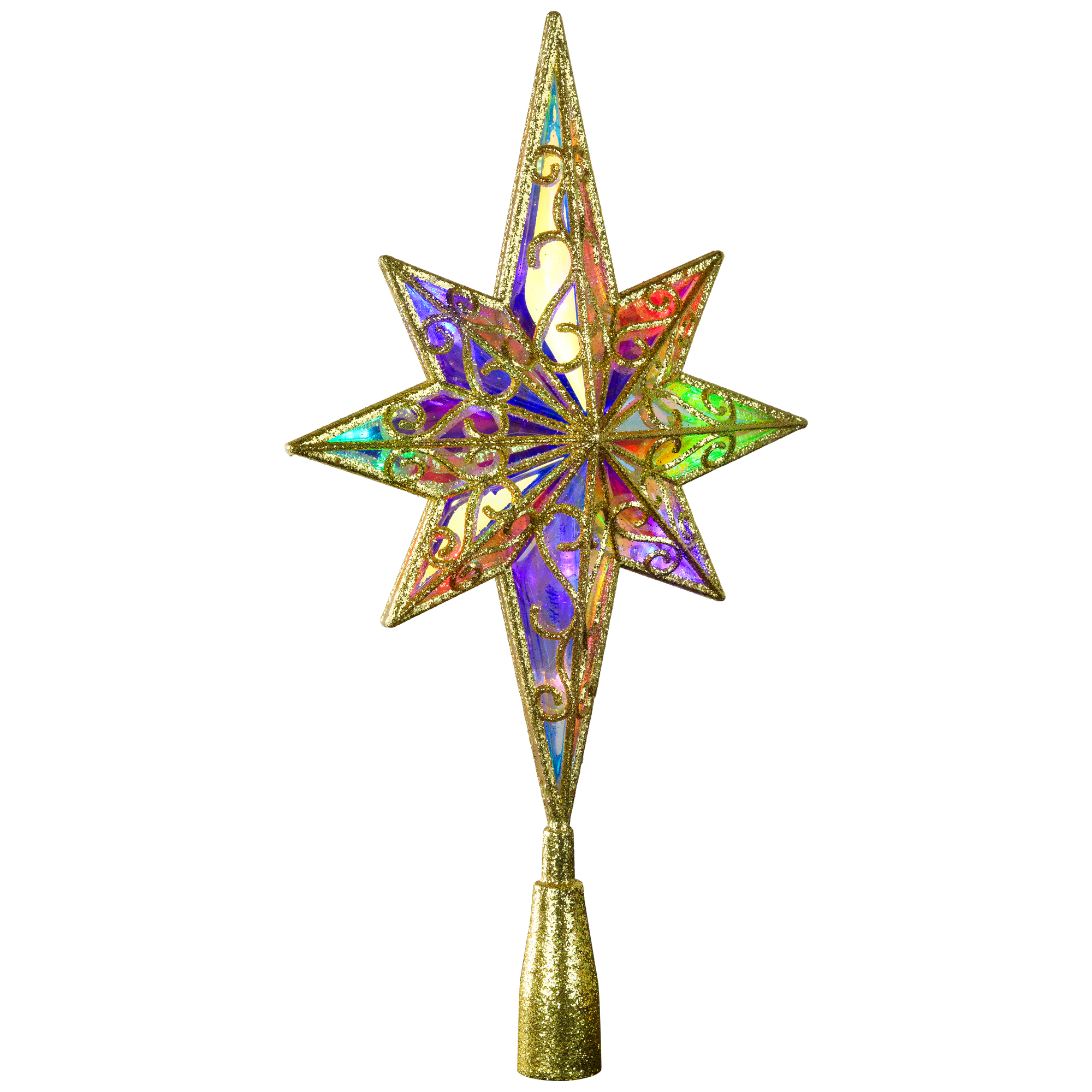 Northlight LED Glitter Star of Bethlehem Christmas Tree Topper - 14.5" - Gold - Multi Lights