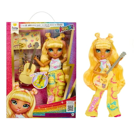 Rainbow High Jr High Rock Band - Sunny, Yellow 9”  Fashion Doll with Guitar, Customize with Stickers