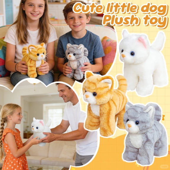 2026 New Cat Plush Toys, Stuffed Animals Toys Cat Soft Pillow Toys, Animal Plush Toy Figurines, Super Adorable, Best Birthday Gifts for Holiday Xmas Easter for Friend and Family (Cat, 3PCS)