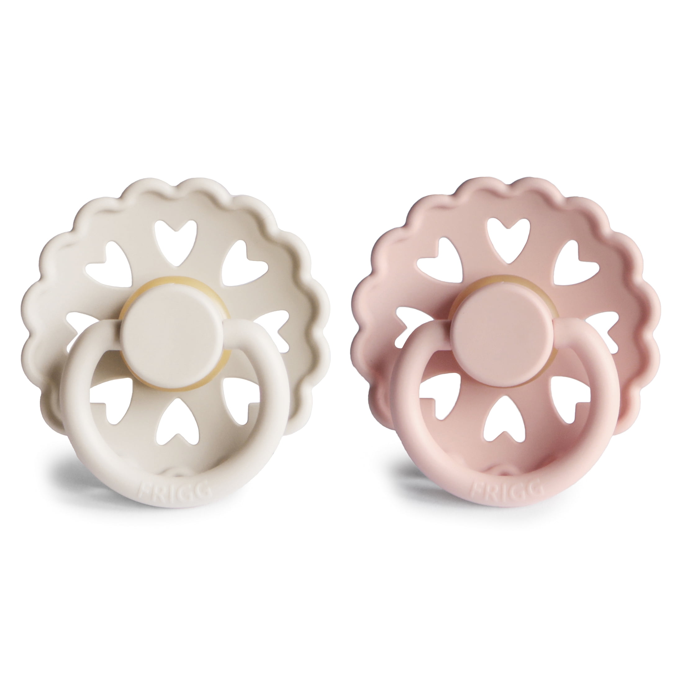 FRIGG Andersen Fairytale Natural Rubber Pacifier 2-Pack, 0 -6 Months, Cream/Blush