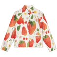thumbnail image 4 of Jackets for Women Winter Coat Jackets Flannel Stand Collar Jacket(Strawberry Fruit Watercolor,Size:S-4XL), 4 of 7