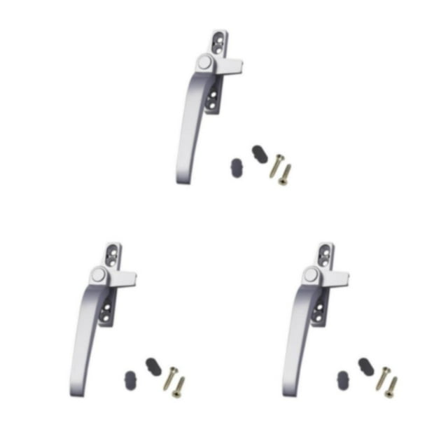 stanreset 1/2/3/5 Window Handle Home Hardware Lever Casement Locking Handles Convenience Balcony Handily Install Decorative Cap Gray Rustproof Left Silver 3PCS