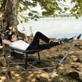 thumbnail image 4 of Gymax Folding Hammock Indoor & Outdoor Hammock with Side Pocket & Iron Stand Grey, 4 of 10