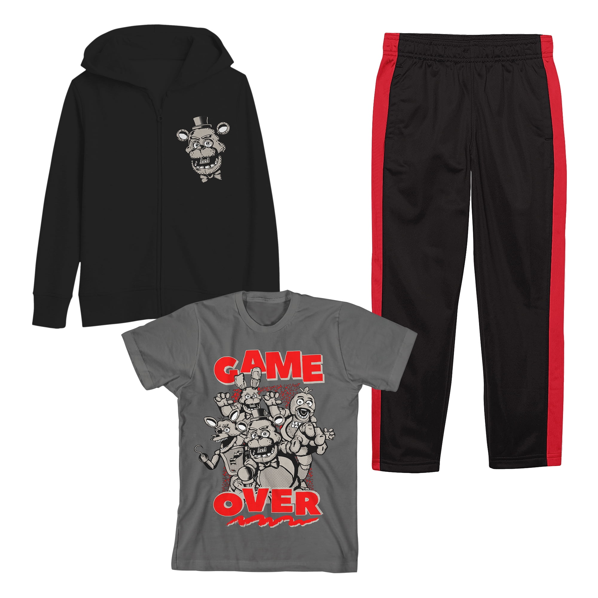 Youth Boys Five Nights at Freddy's 3 pc Hoodie T-Shirt Jogger T-shirt combo-Large