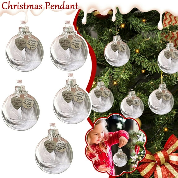 Christmas Decoration Christmas Ornaments Angel Feathers Ball - A Piece Of My Heart Is In Heavens Memorial Family Gifts