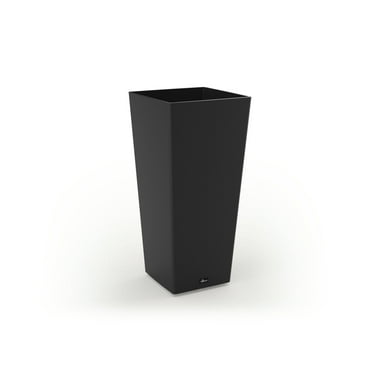 Aventis 13"x28"H Square Planter with Shelf Insert, Black
