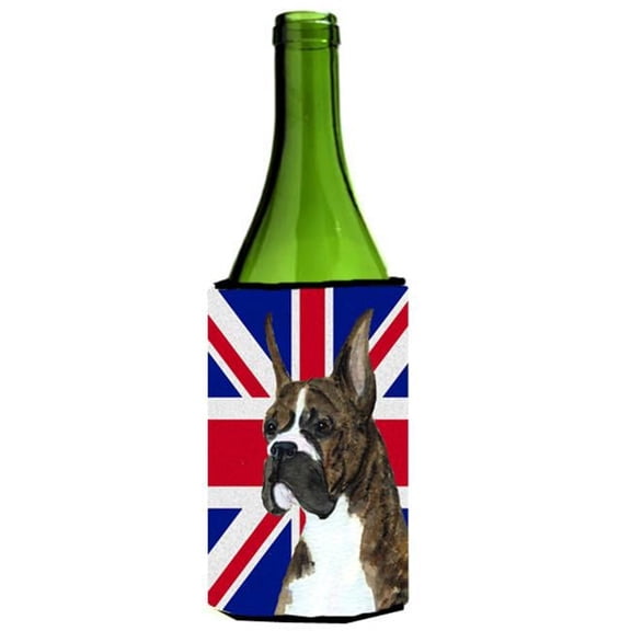 Boxer With English Union Jack British Flag Wine bottle sleeve Hugger - 24 Oz.