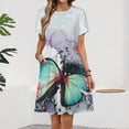 thumbnail image 2 of Watercolor Butterflies And Flowers Dress Summer Street Style Dresses Female Short Sleeve Printed Sundress, 2 of 7