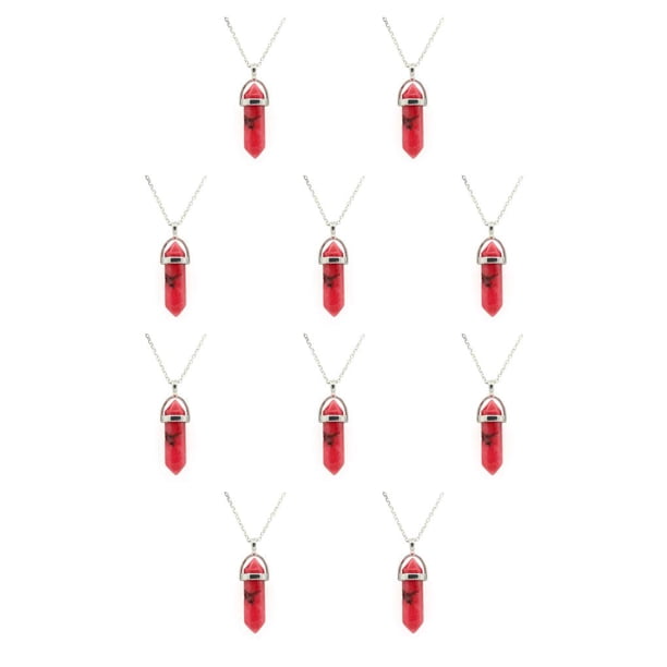 Qarigey Hexágono columna encanto hombres haciendo aniversario colgantes colgantes coloridos dijes de cristal llaveros decoraciones rojo Rojo 10piezas