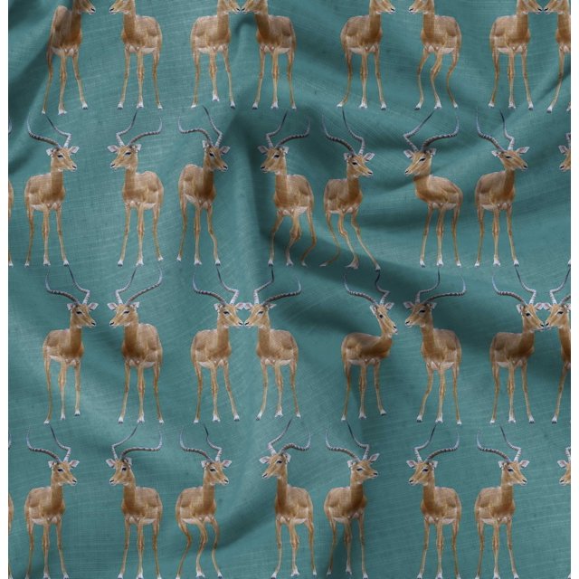 Soimoi Tissu Poly Georgette Cerf Animal Imprimé 1 Yard 52 Pouces de Large
