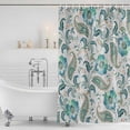 thumbnail image 3 of Teal Paisley Floral Shower Curtain, Waterproof Shower Curtains for Bathroom, Boho Ethnic Tribe Traditional Washable Fabric Bathtub Curtain Set Bath Decor with 12 Hooks Long 72"x84", 3 of 8