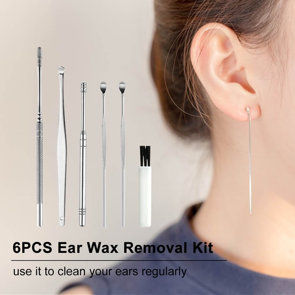Anself 6PCS Ear Wax Removal Kit Ear Wax Remover Pickers Stainless Steel Earpick Cleaner Ear Cleaner Spoon