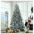 thumbnail image 2 of 7.5ft Prelit Flocked Christmas Tree, Snow Frosted Artificial Xmas Tree with 500 Cold White LED Lights, Easy Assembly, Indoor Holiday Decor, 2 of 9
