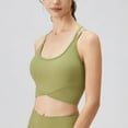 thumbnail image 6 of Bigersell Yoga Bras for Women U-Neck Sports Bras Padded Bralettes Back Strappy Cami Bras Workout Crop Tank Tops Running Sports Bra No Underwire Green-A M, 6 of 8