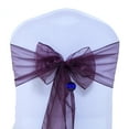 thumbnail image 2 of mds Pack of 10 Organza Chair Sash Bow Sashes for Wedding Decoration -Plum, 2 of 7