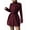 Wine Red, variant on Women'S Elegant Mock Neck Collar Single Breasted Wool Blend over Coat with Belt Wine Red M