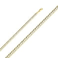 thumbnail image 2 of Wellingsale 14k Yellow Gold Polished Solid 6.5mm Cuban White Pave Diamond Cut Chain Necklace - 26", 2 of 6