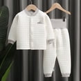 thumbnail image 6 of KYAIGUO 2Pcs Baby Infant Boys Girls Thermal Pajama Pj Set Newborn Clothes Outfit,High Waist Autumn Clothes Autumn Pants Unisex Toddler Fall Winte Cardigan Thermal Undercoat Cotton Underwear Set, 6 of 8