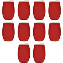 Tumbler Stemless Wine Glasses 16 oz. Set of 10, Bulk Pack - Perfect for Wine, Cocktails, Other Hot & Cold Beverages - Red
