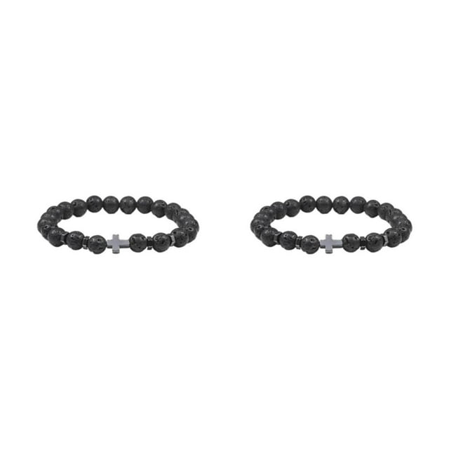 Justharion Unique Eye-catching Beaded Bracelets For Individual Style Easy Matching volcanic stone 2Set