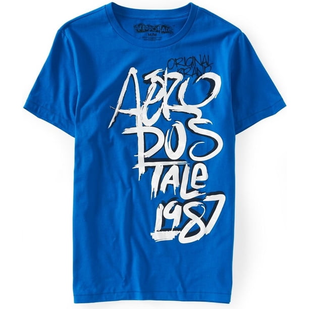 Camiseta Gráfica Aeropostale Aero 1987 Graffiti Azul Mediana