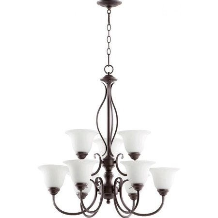 

Quorum Spencer 9 Light Chandelier in Oiled Bronze and Satin Opal
