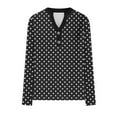 thumbnail image 5 of Olyvenn Long Sleeve Fall Fashion Blouses and Tops for Women Dressy Casual Cute Polka Dot Print V Neck T-Shirts Office Wear Black L, 5 of 5