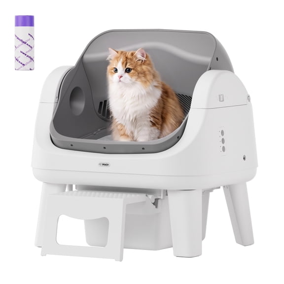 PetPivot AutoScooper 12 Self Cleaning Cat Litter Box, Automatic Litter Box with Open Top, Safety Sensors, Anti-Pinch, Easy Step, Grey