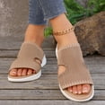 thumbnail image 6 of Xfvqtps Wedge Sandals for Women Slide Knit Mesh Hollow out Cutout Breathable Soft Sole Non Slip Comfortable Walking Beach Summer Slippers Khaki, 6 of 9