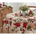 thumbnail image 6 of Christmas Ivory Sleigh Bells Ring 60 x 84 inch Oval Vinyl Dining Tablecloth with Flannel Backing, 6 of 7