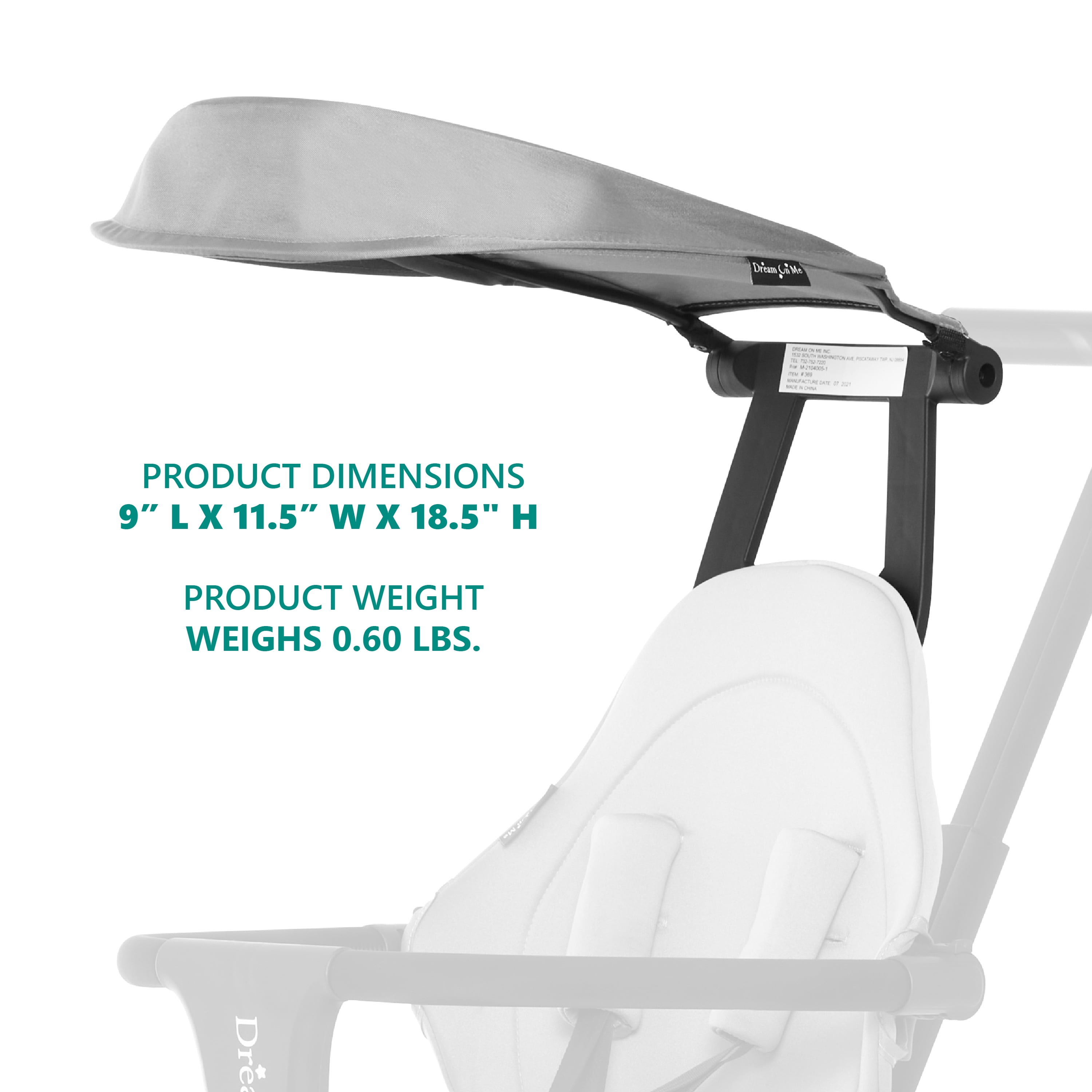 Dream On Me Drift Rider Stroller Canopy In Gray