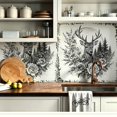 thumbnail image 3 of Black and White Stag Floral Wallpaper, Rustic Vintage Floral Peel and Stick Wallpaper, Waterproof, Home Decor for Living Room, Bedroom, Bathroom, Dorm Room, Study Room [17.7 * 118 in], 3 of 8