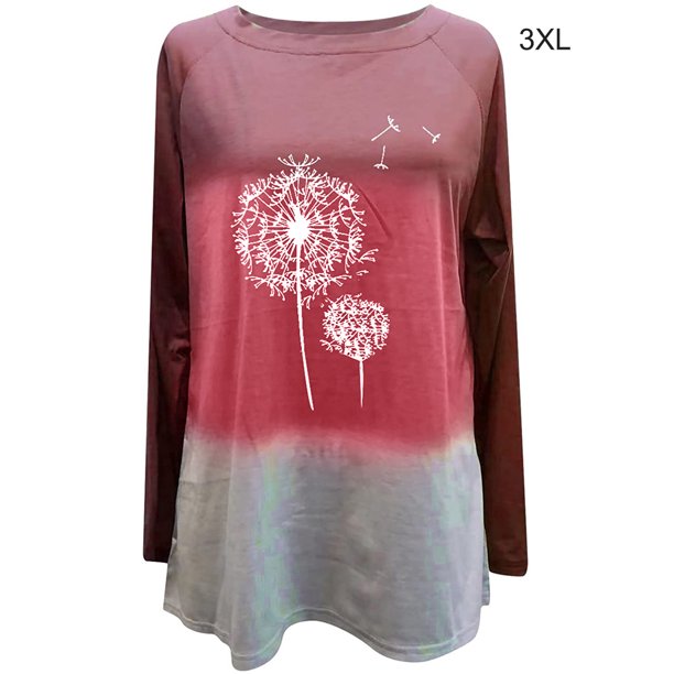 Sonducket Suéter suelto de manga larga para mujer, camisa, suéter de cuello redondo, sudadera informal con estampado para niña Prendas para la parte del cuerpo rojo oscuro 3XL Sonducket AP003825-18