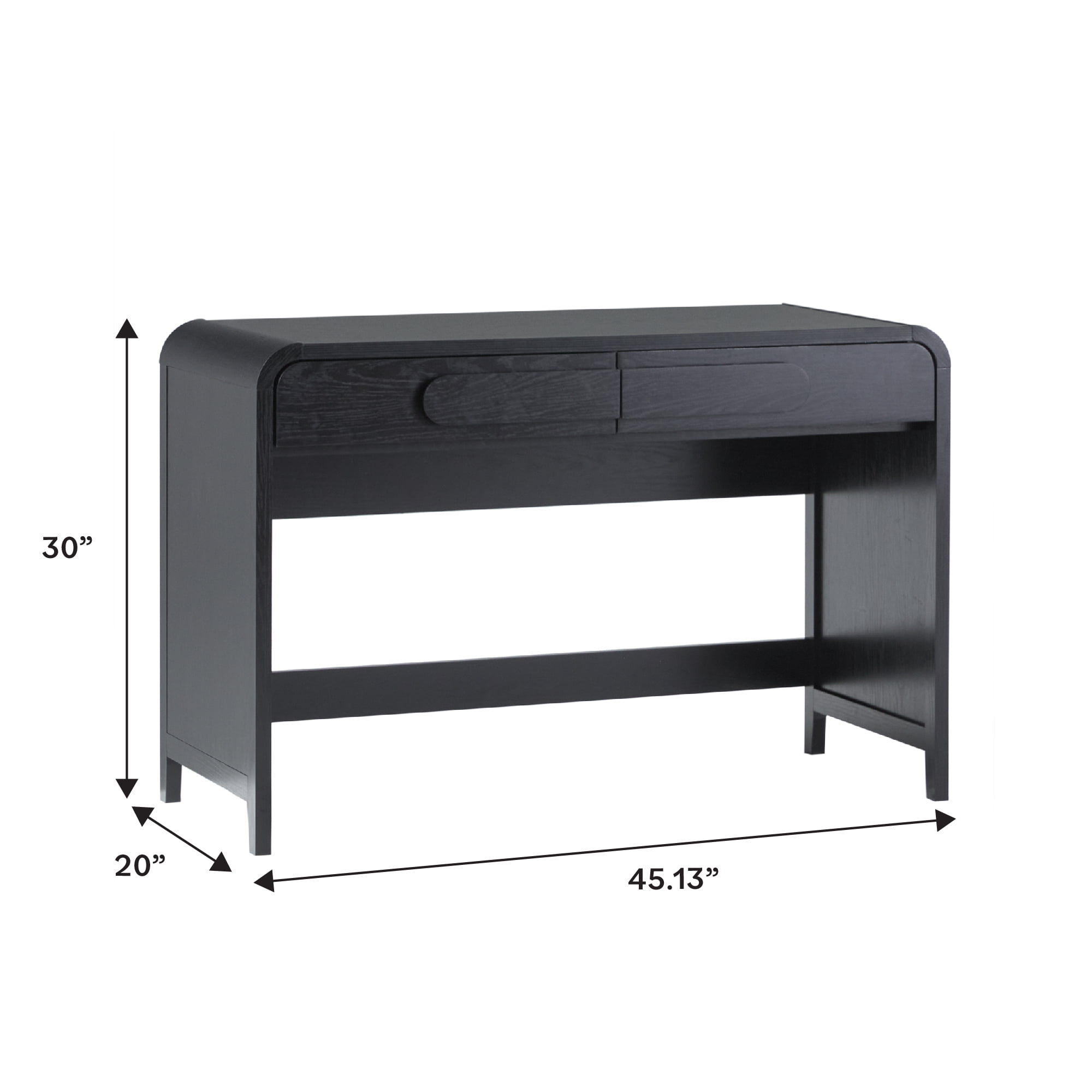 Chantelle Writing Desk with 2 Cabinet Bookcase - Black