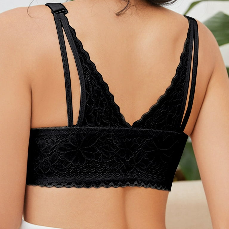 The Convertible Plunge Bralette in Black (Front-Close Bra)