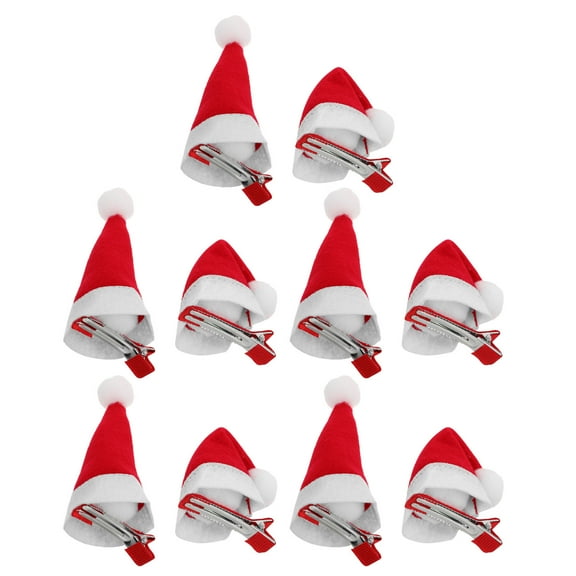 ELAYARD Red Christmas Hair Clips Santa Hat Alligator Grips for Hair Decoration 10Pcs